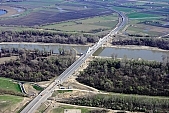 28, bridge, Szeged, Mak�, Mora Ferenc, highway, M43, Mako and Szeged between, hanging bridge, truss bridge, 660 meter, 31.6 km, Tisza, air photograph, building, camion, car, transit traffic, 2011th April 20, singular, lonesome, unique, rarity, Hungary, Csongrad, county, Europe, Kiss L�szl�, L�szl� Kiss