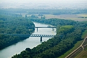 Szentes, Szentes city, Csongrad county, railway, vehicular, road bridge, railway bridge, bridge, bridges, forest, tree, trees, Tisza, fair Tisza, green, cranky, crooked, devious, sinuous, winding, agitated, troubled, obscure, roily, , duckweed, concrete, iron, rail, tracks, train, truck, lorry, slob, coast, inundation, flood, high tide, high water, low tide, low water, agriculture, farmlands, farmland, field, sunshine, sunlight, summer, spring, aerials, aerial, birds eye view, garden, environment, ambience, plan, air, air photograph, of birds eye view, CD 0029, Kiss L�szl�, L�szl� Kiss
