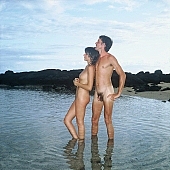 naturist couple, sea, billows, deep, nudist women, nudist man, beach, coast, waterfront, greenery, palm, cloud, cloudy, sky, sand, nudist couple, nudist pair, naturism, nudism, naturist, nudist, woman, man, fkk, naturist woman, naturist man, naked, stripped, unclothed, in a state of nature, in the buff, in the nude, nude, free, holidays, nature, bathe, bathing, swim, water, lymph, cristal clean, bay, gulf, stone, stony, Hawaii, Neill, Kailuna, Kona, Kailuna Kona, CD 0057