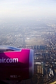 birds eye view, high, airplane, plane, air photos, Budapest, monument, holidays, ray, beam, aerials, aerial, Wizz Air, turbine, air photograph, air photo, cloud, light, sky, environment, ambience, plan, air, white, blue, pink, purple, magenta, traveling, sun-ray, island, of birds eye view, above, up, CD 0029, Kiss L�szl�, L�szl� Kiss