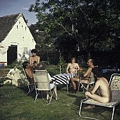 naturism, nudism, dog, getting acquainted, naturist, nudist, naked, stripped, unclad, way of life, holidays, nature, affection, liking, love, friend, friends, man, woman, recreation, relaxation, repose, rest, disengagement, distraction, resource, sun, sunbathing, on holiday, holiday home, holiday resort, Wejsz house, Szekesfehervar, Hungary, CD 0102