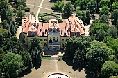 Hungary, Nagymagocs, eclectic, neobaroque, air photograph, air photo, architecture, Karolyi castle, 1896/97, count Imre Karolyi, builder, style, park, garden, well-kept, arboretum, tree, forest, Tiszawood, all kinds of pine, virgin oak, evergreen, sycamore, U formed, renewes, tourism spetacle, CD 0056, Kiss Lszl, Lszl Kiss