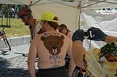 nude man, body painting, cyclist, cycler, protest, environmentalists, nudist protester, naturism, nudist man, nudist group, friend, friendly group, Greens, bicycle procession, environmental pollution, street procession, nudist men, live billboard, live advetising hoarding, naked, unclothed, protester, brush, paint, body paint, air paint brush, nude woman, symbol, naturist, naked back, on the back, group, notice, man, naturist demonstrative, naked demonstrator, naked programme, woman, nudism, text of protest, environmental, nudist, square, demo, notable, remarkable, coterie, concourse, advertisement, environment, ambience, conviction, straight-out, wholeheartedly, WNBR, USA, San Francisco, street, on the street, streets of San Francisco, women, gents, men, protesters, World Naked Bike Ride, confluence, body, stripped, road, cycling tour, attention rising, bicycle, cycling, procession, fight against the dependence, California, 2007, CD 0075
