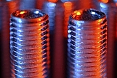 metal, screw, industry, industrial, lustre, female screw, steel, flat, gray, iron, tool, implement, mechanic, repairer, fitter, rig, gear, factory, fabrication, making, element, component, fixture, piece, metalworking, inanimate, lifeless, topic, matter, object, object, orange, light, female screws, assembly, mixed, composite, lighting, close-up, macro, corrugation, striations, spiral, thread, diagonal, high lights, blue, CD 0020, Kiss L�szl�, L�szl� Kiss