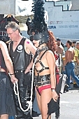 2010, 26, 20, September, Sept, folsom, street, fair, market, demo, gay parade, naked, stripped, man, woman, pair, San Francisco, leather, scourge, whip, lash, string, tether, Kiss L�szl�, L�szl� Kiss