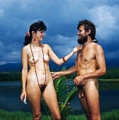 132, Hawaii, nudist couple, nudist pair, freik�rperkultur, Honokohau, Kona, fkk, nudism, girl, woman, young, pretty, naturism, naked, stripped, naturist couple, naturist, holidays, nudist, love, on holiday, recreation, relaxation, repose, rest, game, beach, coast, attitude, pose, posture, heat-wave, thunderclouds, bay, gulf, summer, man, bath, bathe, bathing, water, CD 0106