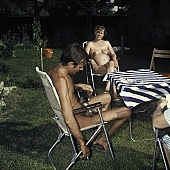 naturism, sunbathing, on holiday, holiday home, holiday resort, recreation, Wejsz house, Szekesfehervar, nudism, dog, getting acquainted, naturist, nudist, naked, stripped, unclad, way of life, holidays, nature, affection, liking, love, friend, friends, man, woman, relaxation, repose, rest, disengagement, distraction, resource, sun, Hungary, CD 0102