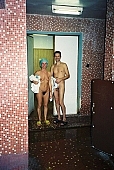 nudist couple, nudist pair, naturist couple, naturist, nudist, douche, bath, bath, nude man, naturism, nudism, naked, stripped, unclothed, INF, in a state of nature, in the buff, in the nude, nude, body, man, woman, gymnastics, sport, gymnasium, gymnasia, training, team, recreation, relaxation, repose, rest, entertainment, naturist man, elte, Budapest, CD 0065