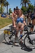 WNBR, women, gents, men, protesters, World Naked Bike Ride, confluence, USA, San Francisco, California, 2007, body, naked, stripped, street, road, cycling tour, art, body painting, attention rising, bicycle, cycling, procession, street procession, fight against the dependence, demo, CD 0074