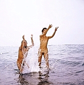 101, Hawaii, nudist couple, nudist pair, Honokohau, Kona, fkk, nudism, girl, woman, young, pretty, naturism, naked, stripped, naturist couple, naturist, holidays, nudist, love, on holiday, recreation, relaxation, repose, rest, game, beach, coast, attitude, pose, posture, heat-wave, bay, gulf, summer, freik�rperkultur, man, bath, bathe, bathing, water, CD 0106