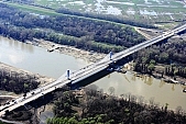 47, bridge, Szeged, Mak, Mora Ferenc, highway, M43, Mako and Szeged between, hanging bridge, truss bridge, 660 meter, 31.6 km, Tisza, air photograph, building, camion, car, transit traffic, 2011th April 20, singular, lonesome, unique, rarity, Hungary, Csongrad, county, Europe, Kiss Lszl, Lszl Kiss