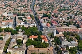 Hodmezovasarhely, Hungary, central, perspective, air photograph, air photo, air photos, county, panorama, church, shooting, green, tree, trees, summer, spring, residential area, residential section, mayors office, block of flat, block of flats, mansion, mansions, aerials, aerial, birds eye view, outskirts, city center, pool, vat, garden city, garden suburb, house, houses, line of houses, street, streets, building, buildings, road, roads, ways, garden, environment, ambience, neighbor, neighborhood, plan, square, gardens, rooftop, of birds eye view, CD 0029, Kiss L�szl�, L�szl� Kiss