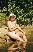 fkk, naturism, lake, attitude, pose, posture, Russia, hat, sun, light, shadow, lake side, tobe under water, sunshine, cliff, bushy, tree, bathe, bathing, dame, lady, partner, friend, sunbathing, friends, nudism, Fosforitniy lake, trip, naturist, nudist, woman, women, ladies, girlfriend, naturist fellowship, naturism club, naturist beach, INF, nature, recreation, relaxation, repose, rest, disengagement, distraction, resource, naked, stripped, unclad, 2007, Irina and Tania and Sasha, CD 0063