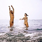 102, Hawaii, nudist couple, nudist pair, Honokohau, Kona, fkk, nudism, freik�rperkultur, girl, woman, young, pretty, naturism, naked, stripped, naturist couple, naturist, holidays, nudist, love, on holiday, recreation, relaxation, repose, rest, game, beach, coast, attitude, pose, posture, heat-wave, bay, gulf, summer, man, bath, bathe, bathing, water, CD 0106
