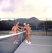 handling, to play tennis, tennis shoes, tennis ball, pill, debut, challenge, racket, racquet, tennis racket, tennis court, tennis, sport, match, handshake, handshaking, tennis net, net, congratulation, welcome, asphalt, bitumen, blacktop, pair, nudist pair, nude pair, naturist pair, motion, gymnastics, naked, unclothed, smile, family, naturist family, St Martin, regeneration, game, reformation, reform, rejuvenation, fkk, man, club, Orient, Club Orient, recreation, relaxation, repose, rest, beauty, bloom, reviving, tonic, on holiday, summer, co-operation, collaboration, naturism, naturist, naturist lady, nudist, nudist lady, naturist woman, naturist girl, girl, nudist girl, woman, unclad, stripped, peace, affection, liking, love, adult, blue, red, beach, laughing, laugh, together, delight, zest for life, warm, 1988, CD 0034
