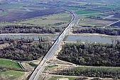 29, bridge, Szeged, Mak�, Mora Ferenc, highway, M43, Mako and Szeged between, hanging bridge, truss bridge, 660 meter, 31.6 km, Tisza, air photograph, building, camion, car, transit traffic, 2011th April 20, singular, lonesome, unique, rarity, Hungary, Csongrad, county, Europe, Kiss L�szl�, L�szl� Kiss