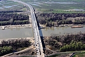 56, bridge, Szeged, Mak, Mora Ferenc, highway, M43, Mako and Szeged between, hanging bridge, truss bridge, 660 meter, 31.6 km, Tisza, air photograph, building, camion, car, transit traffic, 2011th April 20, singular, lonesome, unique, rarity, Hungary, Csongrad, county, Europe, air photo, Kiss Lszl, Lszl Kiss