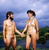 67, Hawaii, nudist couple, nudist pair, Honokohau, Kona, fkk, naked, stripped, freik�rperkultur, naturist couple, naturist, holidays, nudist, love, on holiday, recreation, relaxation, repose, rest, game, beach, coast, nudism, naturism, attitude, pose, posture, heat-wave, thunderclouds, they are walking, bay, gulf, summer, man, woman, bath, bathe, bathing, water, 1990, CD 0106