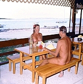 nudist lady, naturist woman, naturist man, boy, naturist parents, naturist family, nudist, St Martin, Club Orient, Orient, naturism, naturist, naturist group, restaurant, meal, lunch, dinner, siesta, short nap, entertainment, terrace, wood furniture, chalet, nordic, soaking, tanning, island, sailing, boat, summer, naturist girl, club, girl, woman, man, sailing boat, unclad, stripped, naked, wet, peace, silence, quiet, affection, liking, love, unclothed, adult, nature, in the nature, blue, sand, grass, palm, sunlight, sunshine, coast, beach, wind, hair, pie in the sky, laughing, laugh, smile, together, coexistence, holidays, delight, zest for life, warm, water, ship, recreation, relaxation, repose, rest, on holiday, refection, 1988, CD 0034