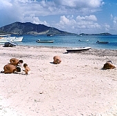 St Martin, naturist girl, unclad, stripped, hills, blue, sky, boat, white, sand, naturist, nudist, nudist lady, naturist lady, gymnastics, tableau, naturist woman, naturism, Club Orient, Orient, girl, woman, club, naked, wet, peace, affection, liking, love, unclothed, adult, floor, storied, storeyed, nature, in the nature, island, beach, coast, sea, billows, deep, wind, hair, pie in the sky, laughing, laugh, smile, together, delight, zest for life, port, dock, ship, keels, surface ships, boats, warm, water, gale, 1988, CD 0034