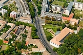 Mak�, Hungary, Csongrad county, block of flat, block of flats, perspective, air, aerial, summer, city center, air photograph, air photo, spring, aerials, church, air photos, panorama, birds eye view, outskirts, houses, line of houses, street, streets, building, buildings, road, roads, ways, garden, environment, ambience, neighbor, neighborhood, plan, square, gardens, garden city, garden suburb, house, shooting, green, tree, trees, rooftop, dingy, down at the heel, forlorn, frowzy, neglected, raffish, raunchy, scruffy, sleazy, uncared-for,  untented, of birds eye view, CD 0029, Kiss L�szl�, L�szl� Kiss