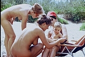naturist, nudist, naturist woman, naturist man, nudist women, nudist man, naturist girl, girls, naturist family, child, friend, fraternization, connection, friends, girlfriend, fraternity, fellowship, be on the beach, sun, sunlight, sun-bathing, sunbathing, recreation, relaxation, repose, rest, deckchair, disengagement, distraction, resource, confab, talking, nature, summer, holidays, fry, swelter, health, as brown as a berry, near nature, beach, waterfront, lake, lake side, field naturist, Polish, Poland, Miedzeszyn, 1989, CD 0036, Kiss L�szl�, L�szl� Kiss