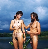134, Hawaii, nudist couple, nudist pair, Honokohau, Kona, fkk, nudism, girl, woman, young, pretty, naturism, naked, stripped, freik�rperkultur, naturist couple, naturist, holidays, nudist, love, on holiday, recreation, relaxation, repose, rest, game, beach, coast, attitude, pose, posture, heat-wave, thunderclouds, bay, gulf, summer, man, bath, bathe, bathing, water, CD 0106