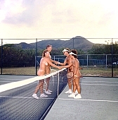 tennis, sport, match, handshake, handshaking, handling, to play tennis, tennis shoes, tennis ball, pill, tennis net, net, congratulation, welcome, debut, challenge, racket, racquet, tennis racket, tennis court, asphalt, bitumen, blacktop, pair, nudist pair, nude pair, naturist pair, motion, gymnastics, naked, unclothed, smile, family, naturist family, St Martin, regeneration, game, reformation, reform, rejuvenation, fkk, man, club, Orient, Club Orient, recreation, relaxation, repose, rest, beauty, bloom, reviving, tonic, on holiday, summer, co-operation, collaboration, naturism, naturist, naturist lady, nudist, nudist lady, naturist woman, naturist girl, girl, nudist girl, woman, unclad, stripped, peace, affection, liking, love, adult, blue, red, beach, laughing, laugh, together, delight, zest for life, warm, 1988, CD 0034