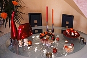 decor, furnishings, desk, dining-table, celebrate, solemn, holiday, Christmas, decorator, kitchen, candle, dining-room, diner, papp, mariann, Papp Marianna, equipment, apparatus, room, wall, walls, attic, furniture, window, door, corridor, picture, image, scenery, images, pictures, telephone, lamp, light, barrier, bar, metal, striate, striped, striate wall, beige, marble, marble decoration, curtain, shelf, shelves, filing cabinet, cupboard, chest of drawers, television, ornament, interior of the room, orange, red, brown, yellow, appliance, floor, boarding, carpet, rug, shielding, support, prop, stay, wallpaper, tree, panelling, baseboard, wainscot, jacket, feel, feeling, sunlight, flat, CD 0016, Kiss L�szl�, L�szl� Kiss