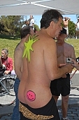 naturism, nudist man, naked demonstrator, protester, symbol, live billboard, live advetising hoarding, naked back, notice on the back, man, naturist demonstrative, naked programme, naturist, street procession, nudist men, naturist group, body painting, environmental pollution, text of protest, air paint brush, nude man, bicycle procession, woman, nudism, environmental, nudist, square, demo, cyclist, cycler, protest, notice, nudist group, environmentalists, group, notable, remarkable, coterie, concourse, advertisement, environment, ambience, conviction, straight-out, wholeheartedly, WNBR, USA, San Francisco, street, on the street, streets of San Francisco, women, gents, men, protesters, World Naked Bike Ride, confluence, body, naked, stripped, road, cycling tour, attention rising, bicycle, cycling, procession, fight against the dependence, California, 2007, CD 0075