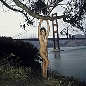 attitude, pose, freikrperkultur, photographer, Lands end, San Francisco, nudist girl, naked, stripped, white, girl, young, coast, fkk, nudist, naturist young, sea, billows, deep, bole, tree trunk, nude, nudity, body, Golden Gate, bridge, old tree, nude woman, photo, foto, nakedness, naked body, INF, in a state of nature, in the buff, in the nude, tree, modell, taking photographs, smile, passion, naturism, nudism, curl, hair, black, dame, lady, pretty woman, naturist girl, naturist, posture, woman, happy, naturist woman, white bracelet, white necklace, waterfront, CD 0104, 18