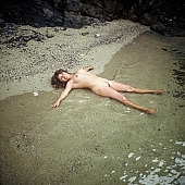 lay, laid, posture, naked, stripped, nature, unclad, waterfront, young naturists, young nudist, nudist, woman, girly, jane, women, nude, nakeds, naturist, nudism, nudity, nakedness, naturism, dame, lady, girl, smile, to laught, happy, summer, warm, on holiday, bay, gulf, mountain, mountains, sea, billows, deep, ocean, beach, coast, rock, scrag, craggy, stone, stones, attitude, pose, Acapulco, Mexico, 1984, CD 0098