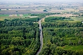 Szentes, Szentes city, Csongrad county, Tisza, Kurca, concrete, iron, agitated, troubled, obscure, roily, , vehicular, road bridge, forest, tree, trees, green, slob, coast, agriculture, farmlands, farmland, field, sunshine, sunlight, summer, spring, aerials, aerial, birds eye view, environment, ambience, plan, air, air photograph, of birds eye view, CD 0029, Kiss L�szl�, L�szl� Kiss