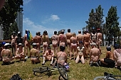 naturism, naturist, nudist group, body painting, nudism, nudist, man, woman, naturist group, protest, notable, remarkable, group, coterie, concourse, advertisement, environment, ambience, environmental, conviction, straight-out, wholeheartedly, WNBR, USA, environmentalists, San Francisco, street, on the street, streets of San Francisco, women, gents, men, protesters, World Naked Bike Ride, confluence, body, naked, stripped, road, cycling tour, attention rising, bicycle, cycling, procession, street procession, fight against the dependence, demo, California, 2007, CD 0074