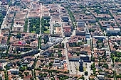 Szeged, town, city, outskirts, aerials, air photographs, city center, Szent Istvan square, Imre street, boulevard, small circuit, downtown, avenue, Szechenyi square, bath, Szeged National Theatre, Kisszinhaz, Karasz street, building estate, garden city, garden suburb, faubourg, house, houses, line of houses, street, streets, car, road, cars, building, buildings, critter, haze, steam, vapor, roads, ways, park, green, garden, environment, ambience, neighbor, neighborhood, everyday life, at home, countryside, aldermanry, plan, air, aerial, air photograph, air photo, tower, water tower, Lechner square, Vidra street, Bocskai street, Tisza Lajos circuit, CD 0029, Kiss Lszl, Lszl Kiss