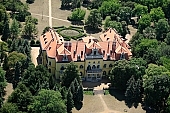 Hungary, Nagymagocs, Karolyi castle, architecture, 1896/97, count Imre Karolyi, builder, air photograph, air photo, eclectic, neobaroque, style, park, garden, well-kept, arboretum, tree, forest, Tiszawood, all kinds of pine, virgin oak, evergreen, sycamore, U formed, renewes, tourism spetacle, luftbild, aerial, CD 0056, Kiss Lszl, Lszl Kiss