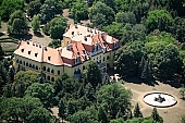 Hungary, architecture, Nagymagocs, park, castle, eclectic, neobaroque, Karolyi castle, waterworks, estate, 1896/97, count Imre Karolyi, builder, air photograph, air photo, style, garden, well-kept, arboretum, tree, forest, Tiszawood, all kinds of pine, virgin oak, evergreen, sycamore, U formed, renewes, tourism spetacle, CD 0056, Kiss Lszl, Lszl Kiss