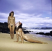 1991, 04, Hawaii, freik�rperkultur, Kauai, naturist, women, naked, stripped, Donkey Beach, sea, billows, deep, beach, sand, sunshine, rock, scrag, girlfriend, fkk, unclad, girl, girls, CD 0057, Naked