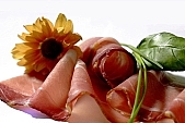 salami, food, eatable, edible, delicious, meal, breakfast, lunch, dinner, flower, leaf, green, ham, leg of pork, cold collation, cold meat, cold buffet, serv, serving, victuals, comestible, edibles, smoked, smoke-dried, meat, bacon, blossom, bloom, lean meat, Kiss L�szl�, L�szl� Kiss