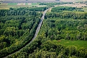 Szentes, Szentes city, Csongrad county, concrete, iron, agitated, troubled, obscure, roily, , vehicular, road bridge, forest, tree, trees, green, slob, coast, agriculture, farmlands, farmland, field, sunshine, sunlight, summer, spring, aerials, aerial, birds eye view, environment, ambience, plan, air, air photograph, of birds eye view, CD 0029, Kiss L�szl�, L�szl� Kiss