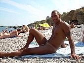 nudist beach, nudist man, naturist front, naturist beach, nudist coast, naked, stripped, naturist man, naturist friend, nudism, nudist, unclad, Russia, beach, coast, warm, fry, swelter, thirst, tea, water, wave, attitude, pose, posture, Black sea, rock coast, Odessa, rock, scrag, waterfront, naturist, on holiday, recreation, relaxation, repose, rest, disengagement, distraction, resource, sea, billows, deep, bathe, bathing, sun, sunshine, sunbathing, 2007, CD 0066