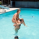 naked, stripped, young naturists, nudism, to sun oneself, to sun, to sunbathe, deckchair, naturism, naturist, family, naturist family, game, pool, vat, nudist, in a state of nature, in the buff, in the nude, chirpy, sunlight, summer, unclad, tobe under water, clarity, purity, beach, holidays, recreation, naturist beach, nudist beach, woman, man, young nudist, water, child pool, bogie, bathe, bathing, Samagatuma, Laua, Hawaii, CD 0093