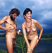 141, Hawaii, nudist couple, nudist pair, Honokohau, Kona, fkk, nudism, girl, woman, young, pretty, naturism, freik�rperkultur, naked, stripped, naturist couple, naturist, holidays, nudist, love, on holiday, recreation, relaxation, repose, rest, game, beach, coast, attitude, pose, posture, heat-wave, thunderclouds, bay, gulf, summer, man, bath, bathe, bathing, water, CD 0106