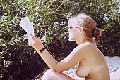 naturist, nudist, naturist woman, naturist man, nudist women, nudist man, naturist girl, girls, naturist family, naturist fellowship, friend, friends, girlfriend, familiar, cosy, naked, stripped, unclothed, be on the beach, sun, sunlight, sun-bathing, sunbathing, recreation, relaxation, repose, rest, disengagement, distraction, resource, confab, talking, read, reading, to give a reading, telling, nature, summer, holidays, fry, swelter, health, as brown as a berry, near nature, beach, waterfront, lake, lake side, field naturist, tree, bush, Polish, Poland, Miedzeszyn, 1989, CD 0036, Kiss L�szl�, L�szl� Kiss