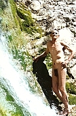 Caucasus mountain area, naturism, Russia, nudism, naturist, nudist, unclad, stripped, naked, man, nature, fkk, INF, NFN, cataract, mountain, hillside, CD 0058