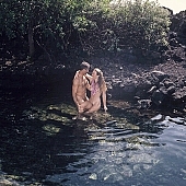 nudist couple, nudist pair, naked, stripped, naturist couple, naturist, holidays, nudist, on holiday, recreation, relaxation, repose, rest, rock coast, game, beach, coast, nudism, naturism, attitude, pose, posture, stony, craggy, bay, gulf, clear, hygienic, pure, clean, Hawaii, Kona, Honokohau, Queen s bath, 1987, man, woman, bath, bath, bathe, bathing, water, stone, stones, rock, scrag, bush, CD 0091