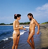 66, Hawaii, freik�rperkultur, nudist couple, nudist pair, Honokohau, Kona, fkk, naked, stripped, naturist couple, naturist, holidays, nudist, love, on holiday, recreation, relaxation, repose, rest, game, beach, coast, nudism, naturism, attitude, pose, posture, heat-wave, they are walking, bay, gulf, summer, man, woman, bath, bathe, bathing, water, CD 0106