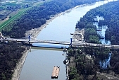 41, bridge, Szeged, Mak�, Mora Ferenc, highway, M43, Mako and Szeged between, hanging bridge, truss bridge, 660 meter, 31.6 km, Tisza, air photograph, building, camion, car, transit traffic, 2011th April 20, singular, lonesome, unique, rarity, Hungary, Csongrad, county, Europe, Kiss L�szl�, L�szl� Kiss