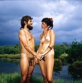 61, freik�rperkultur, Hawaii, nudist couple, nudist pair, Honokohau, Kona, fkk, naked, stripped, naturist couple, naturist, holidays, nudist, love, on holiday, recreation, relaxation, repose, rest, game, beach, coast, nudism, naturism, attitude, pose, posture, heat-wave, thunderclouds, they are walking, bay, gulf, summer, man, woman, bath, bathe, bathing, water, 1990, CD 0106