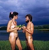 46, Hawaii, nudist couple, nudist pair, Honokohau, Kona, fkk, naked, stripped, naturist couple, naturist, holidays, freik�rperkultur, nudist, love, on holiday, recreation, relaxation, repose, rest, game, beach, coast, nudism, naturism, attitude, pose, posture, heat-wave, they are walking, bay, gulf, summer, man, woman, bath, bathe, bathing, water, 1990, CD 0106